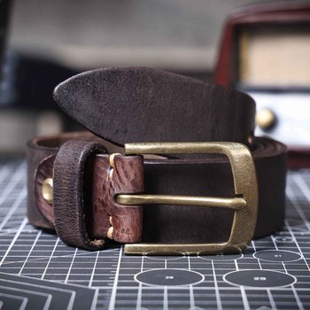 Men’s Genuine Leather Belt – Italian Cowhide with Brass Buckle 24
